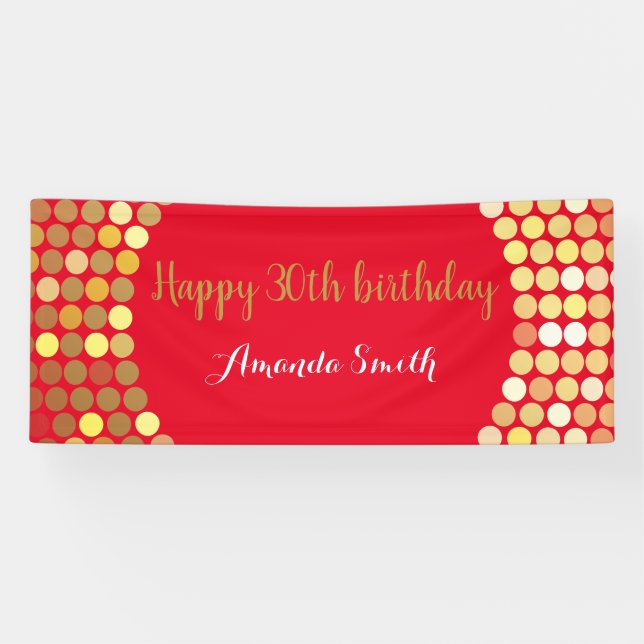 Feliz 21.ª Pancarta de cumpleaños Purpurina Red Go (Horizontal)