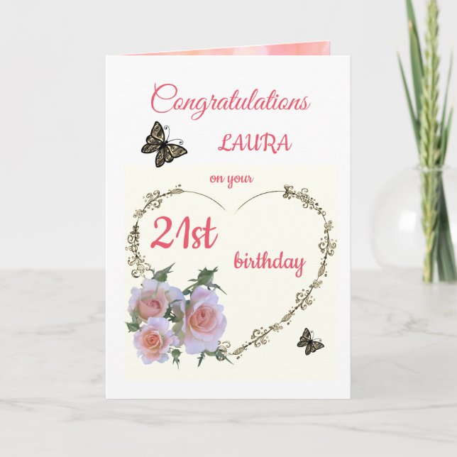 Feliz 21.ª tarjeta de felicitación de diseño de cu (Anverso)
