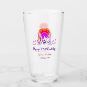 Feliz 21 cumpleaños color rosa añadir nombre en ar