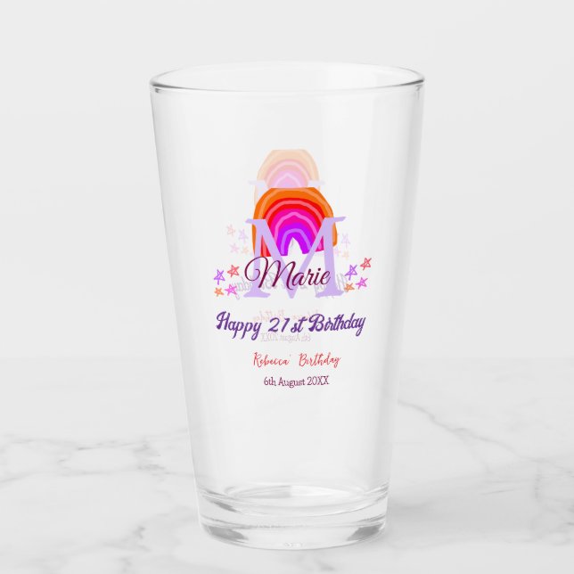 Feliz 21 cumpleaños color rosa añadir nombre en ar (Anverso)