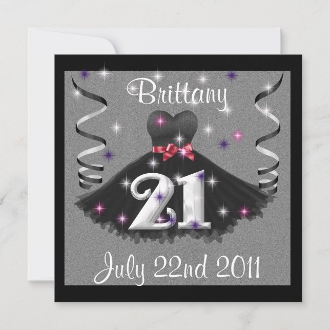 Feliz 21° cumpleaños invitaciones a Chicas (Anverso)