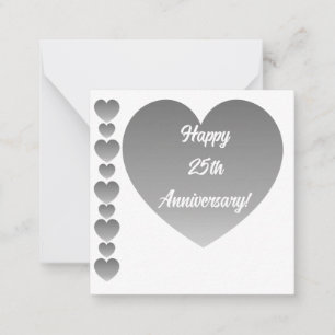 Feliz 25º aniversario, tarjeta de notas