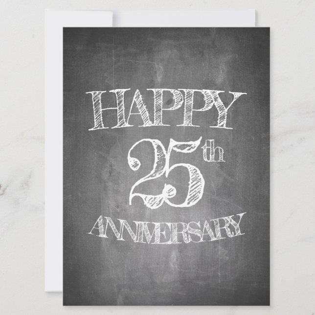 Feliz 25° aniversario en la pizarra de tiza (Anverso)