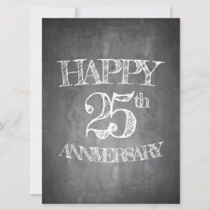 Feliz 25° aniversario en la pizarra de tiza