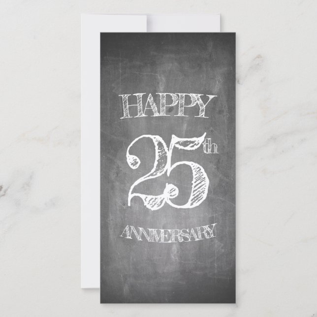 Feliz 25° aniversario en la pizarra de tiza (Anverso)