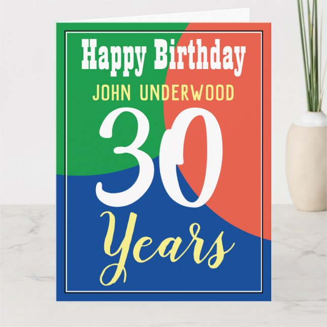 Feliz 30.ª tarjeta de cumpleaños (Anverso)