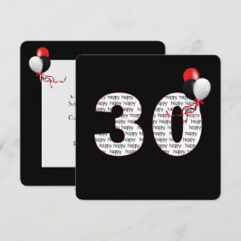 Feliz 30 cumpleaños por invitación negra