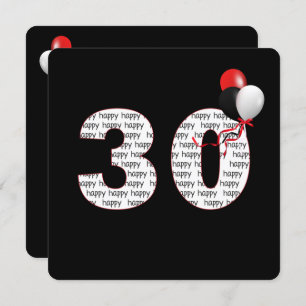 Feliz 30 cumpleaños por invitación negra