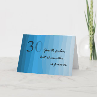 Feliz 30° cumpleaños, tarjeta azul