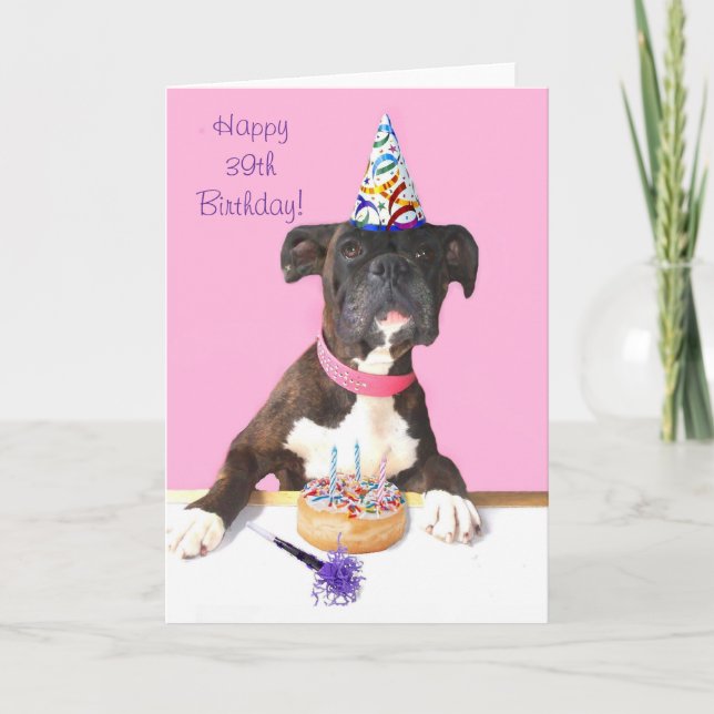Feliz 39º cumpleaños Boxer Dog tarjeta de saludo (Anverso)