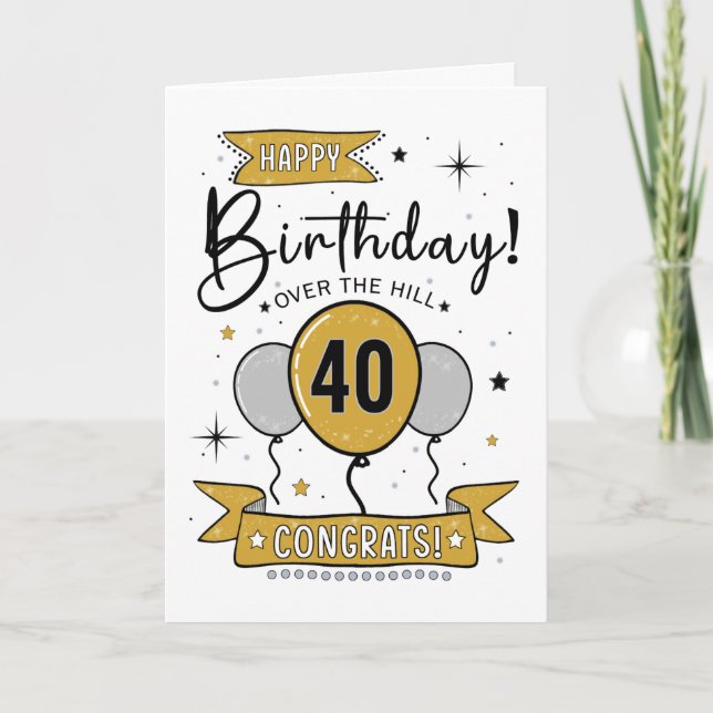 Feliz 40.ª tarjeta de cumpleaños en oro (Anverso)