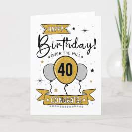 Feliz 40.ª tarjeta de cumpleaños en oro