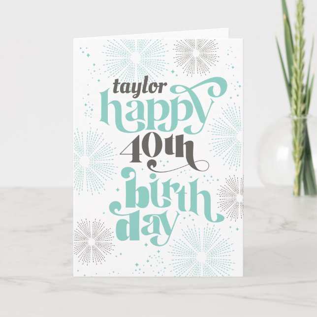 Feliz 40.ª tarjeta de felicitación por Personaliza (Anverso)