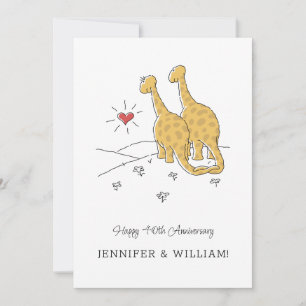 Feliz 40° Aniversario Boda Tarjeta de Dinosaurios 