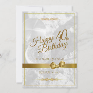 Feliz 40 cumpleaños con el arco dorado
