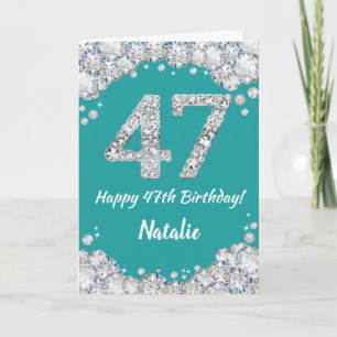 Feliz 47 cumpleaños, tarjeta de Purpurina Verde az