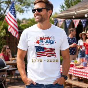 Feliz 4 de Julio 1776–2026 Camiseta de Fuegos Arti