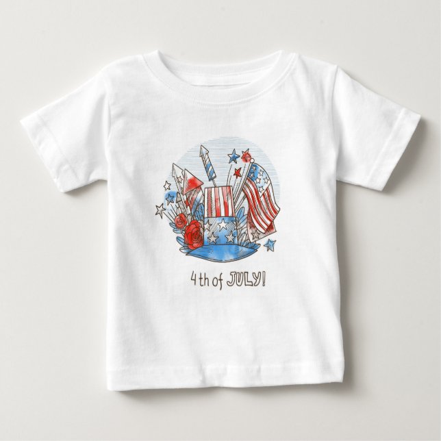 Feliz 4 de julio, bebé camiseta (Anverso)