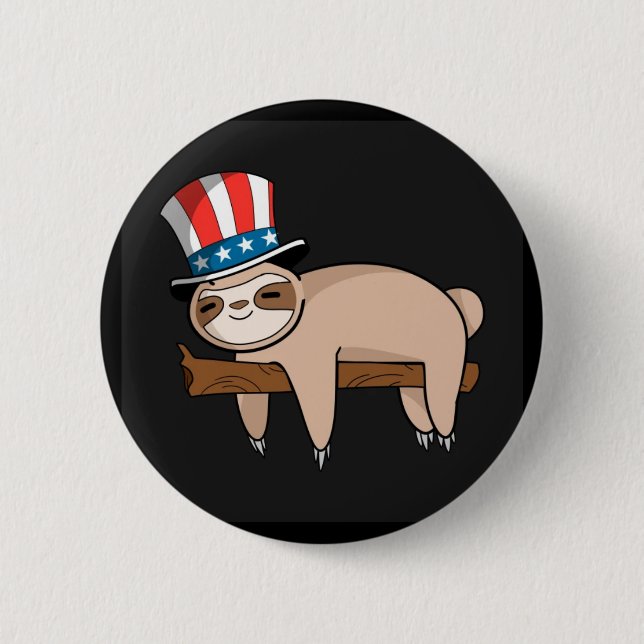 Feliz 4 de julio botón de pereza (Anverso)