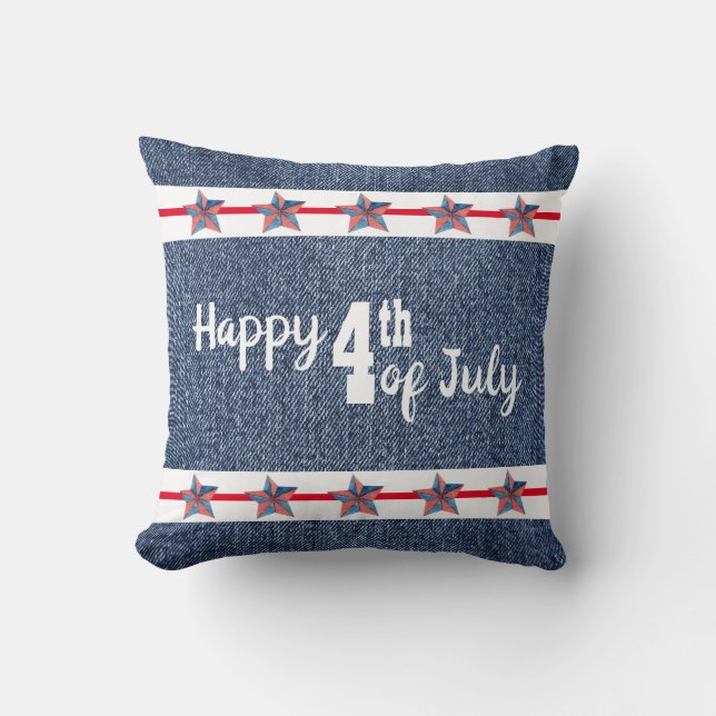Feliz 4 De Julio Cojín decorativo (Anverso)