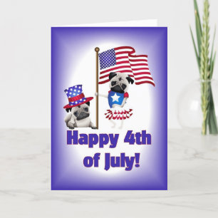Feliz 4 de julio con la tarjeta Pug