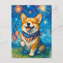 Feliz 4 de julio Corgi Welsh Corgi Reina Tarjeta P