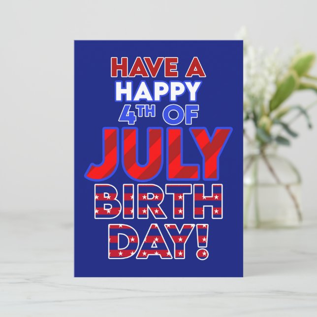 Feliz 4 de Julio Cumpleaños Negrita Patriótica (Anverso de pie)