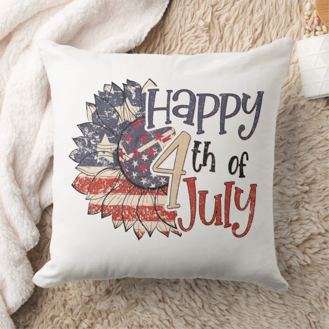 Feliz 4 de julio de Cojín decorativo (Manta)