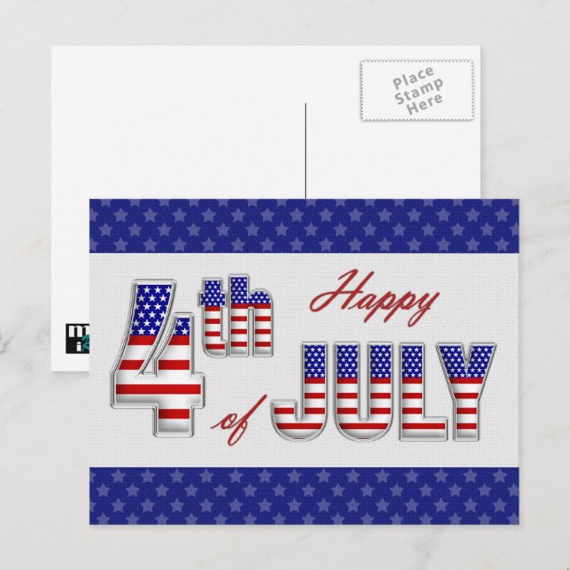 Feliz 4 de julio. Diseño patriótico Postales (Anverso / Reverso)