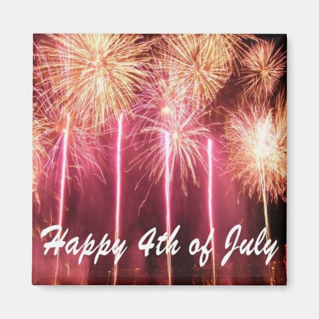 Feliz 4 de julio en el imán (Frente)