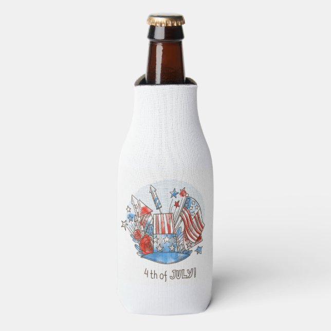 Feliz 4 de julio enfriador de botellas (Frente de la botella)