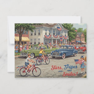 Feliz 4 de julio: Estrellas y franjas postales