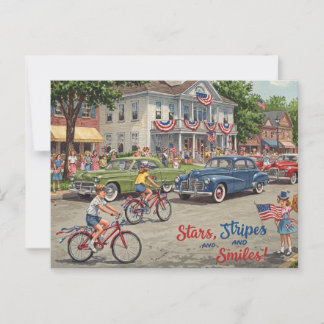 Feliz 4 de julio: Estrellas y franjas postales