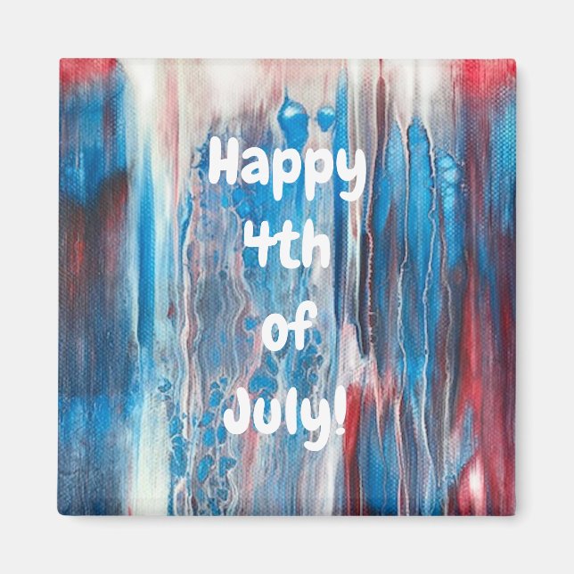 Feliz 4 de julio imanes abstractos de azul rojo (Frente)