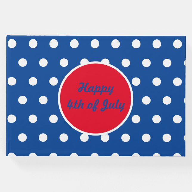 Feliz 4 de julio Libro de invitados (azul, blanco  (Anverso)