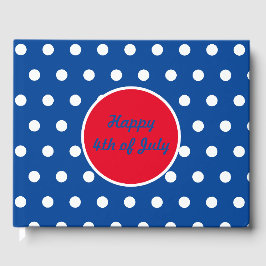 Feliz 4 de julio Libro de invitados (azul, blanco 