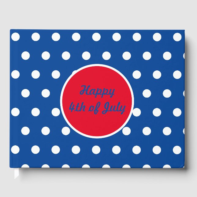 Feliz 4 de julio Libro de invitados (azul, blanco  (Anverso)