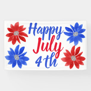 Feliz 4 de julio: Pancarta del Purpurina azul rojo