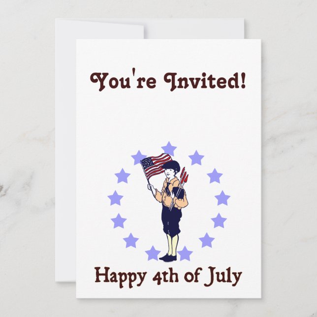 Feliz 4 de julio, plantilla de invitaciones de art (Anverso)