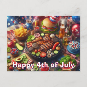 Feliz 4 de julio postal de barbacoa