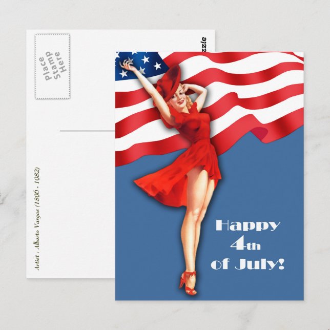 Feliz 4 de julio. Postales de diseño de anclaje de (Anverso / Reverso)