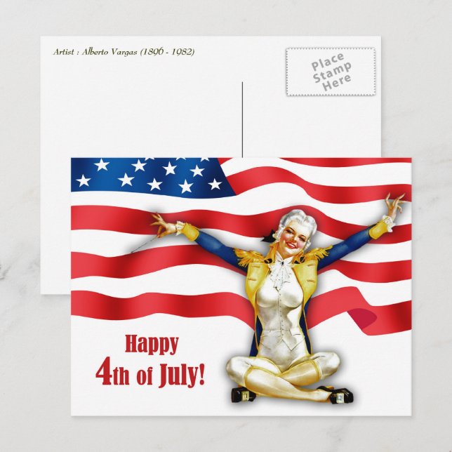 Feliz 4 de julio. Postales de diseño de anclaje de (Anverso / Reverso)
