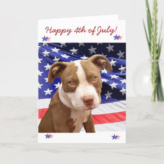 Feliz 4 de julio tarjeta de cachorro Pitbull estad