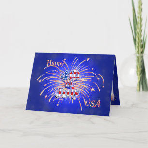 Feliz 4 de julio, tarjeta de felicitación de fuego