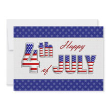 Feliz 4 de julio. Tarjeta de felicitación plana pa