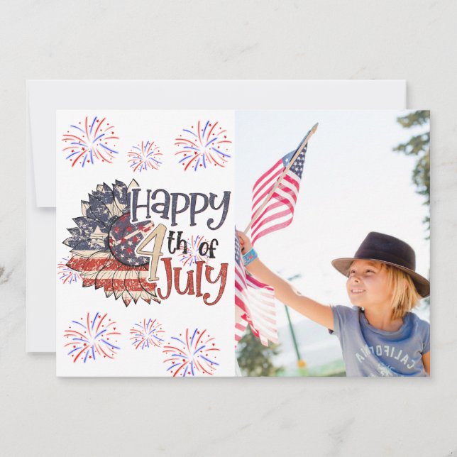Feliz 4 De Julio, Tarjeta De Foto Personalizada (Anverso)