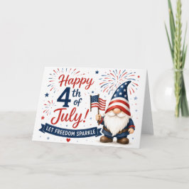 Feliz 4 de julio tarjeta de gnomo patriótico
