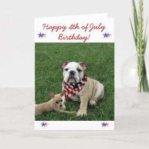Feliz 4 de julio, tarjeta de saludo al bulldog de 