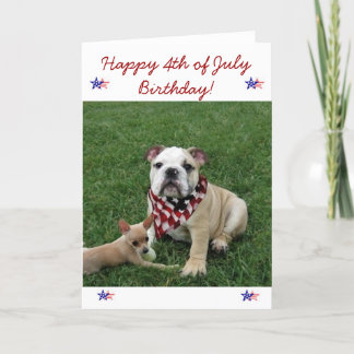 Feliz 4 de julio, tarjeta de saludo al bulldog de 