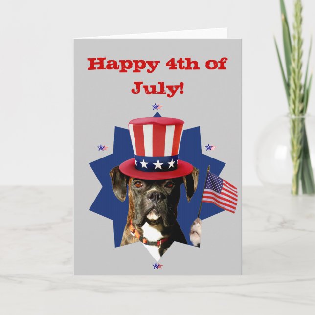 Feliz 4 de julio, tarjeta de saludo de boxeador (Anverso)